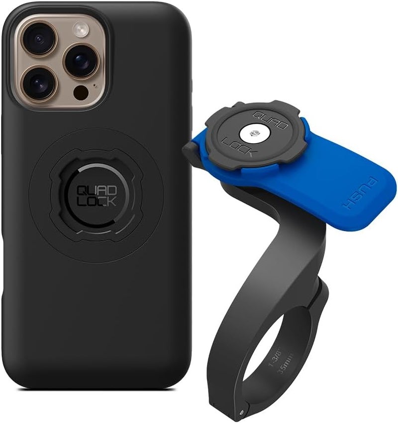 QUAD LOCK Out Front Handlebar Bike Phone Mount (V3) with MAG Phone Case for iPhone 16 Pro Max - Image 1
